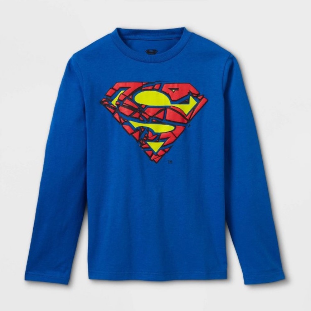 NEW Superman DC Long Sleeve Boy Shirt Large Blue
